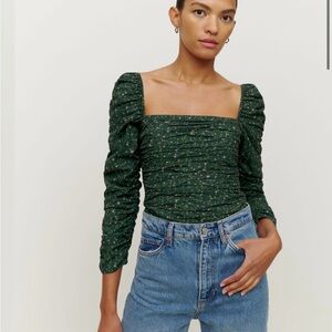 Green floral Reformation Joi top
